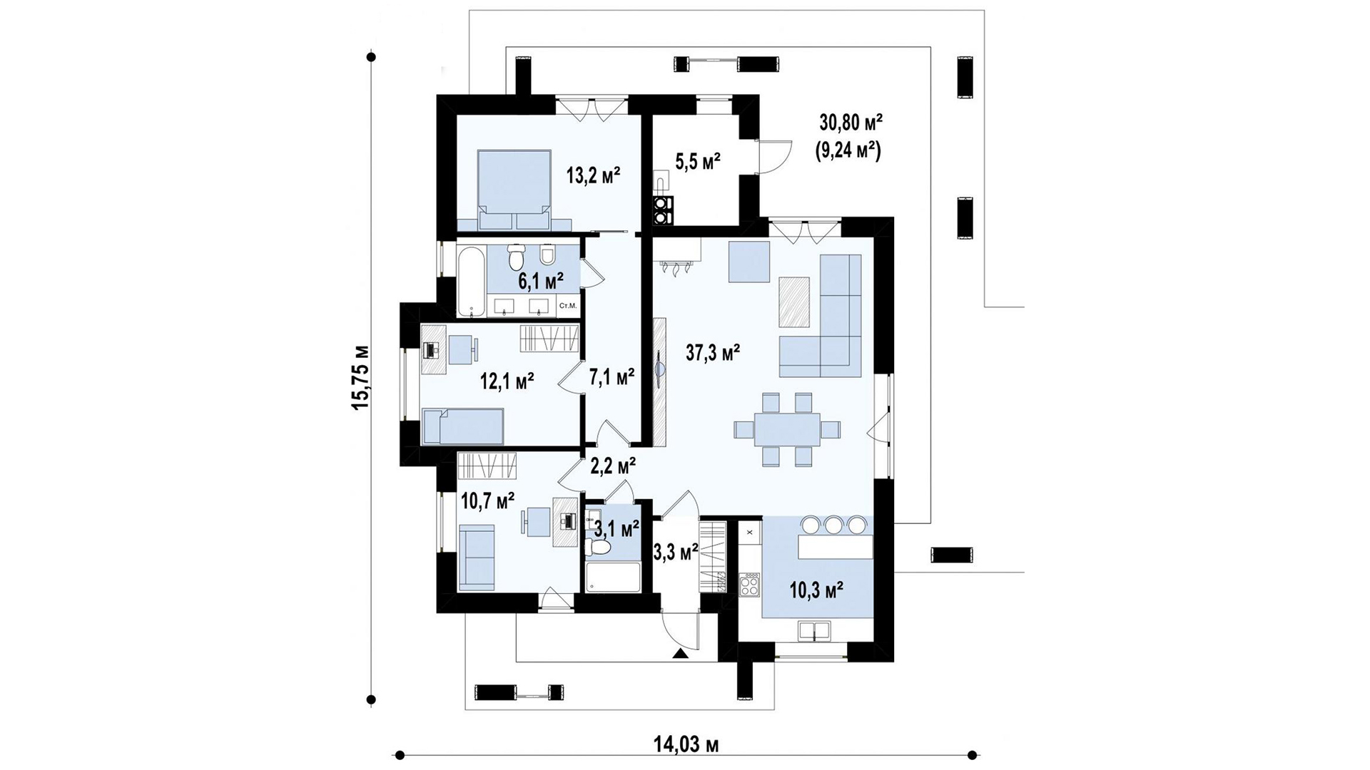План 1-го этажа